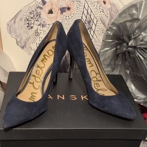 Sam Edelman Dark Blue Suede Heels